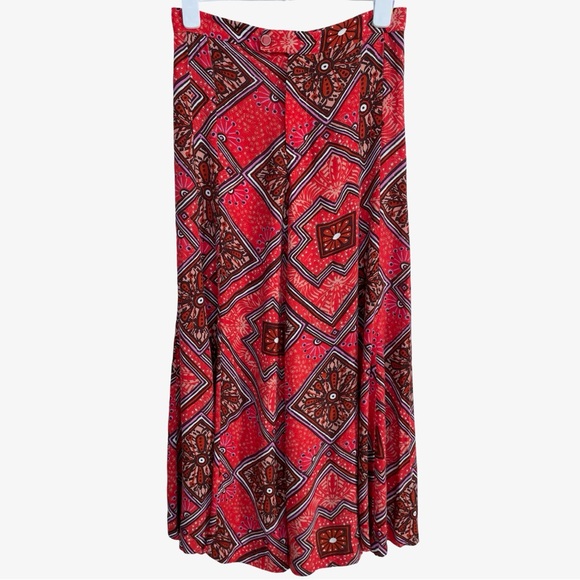 Anthropologie Skirted Wide Leg Pants Red 2 EUC - Picture 4 of 15